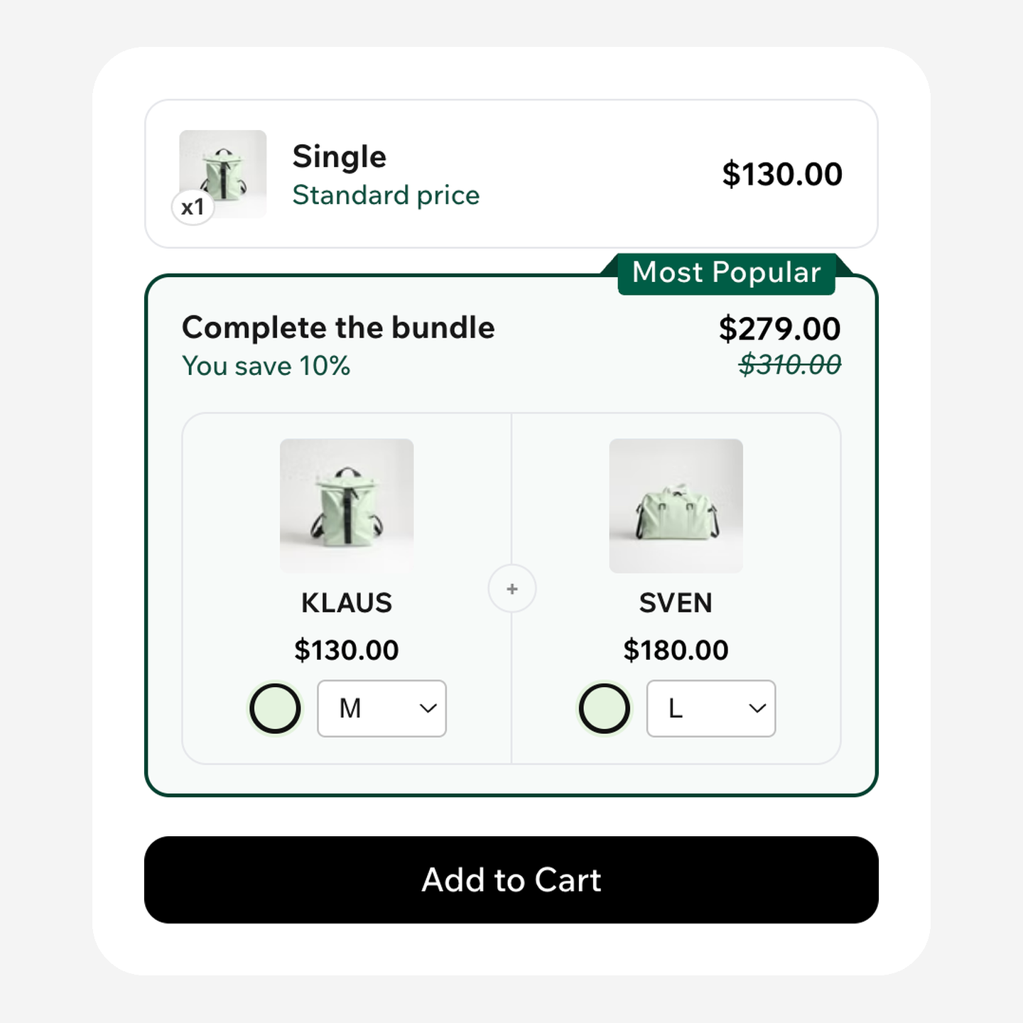 Cross-Sell bundle widget
